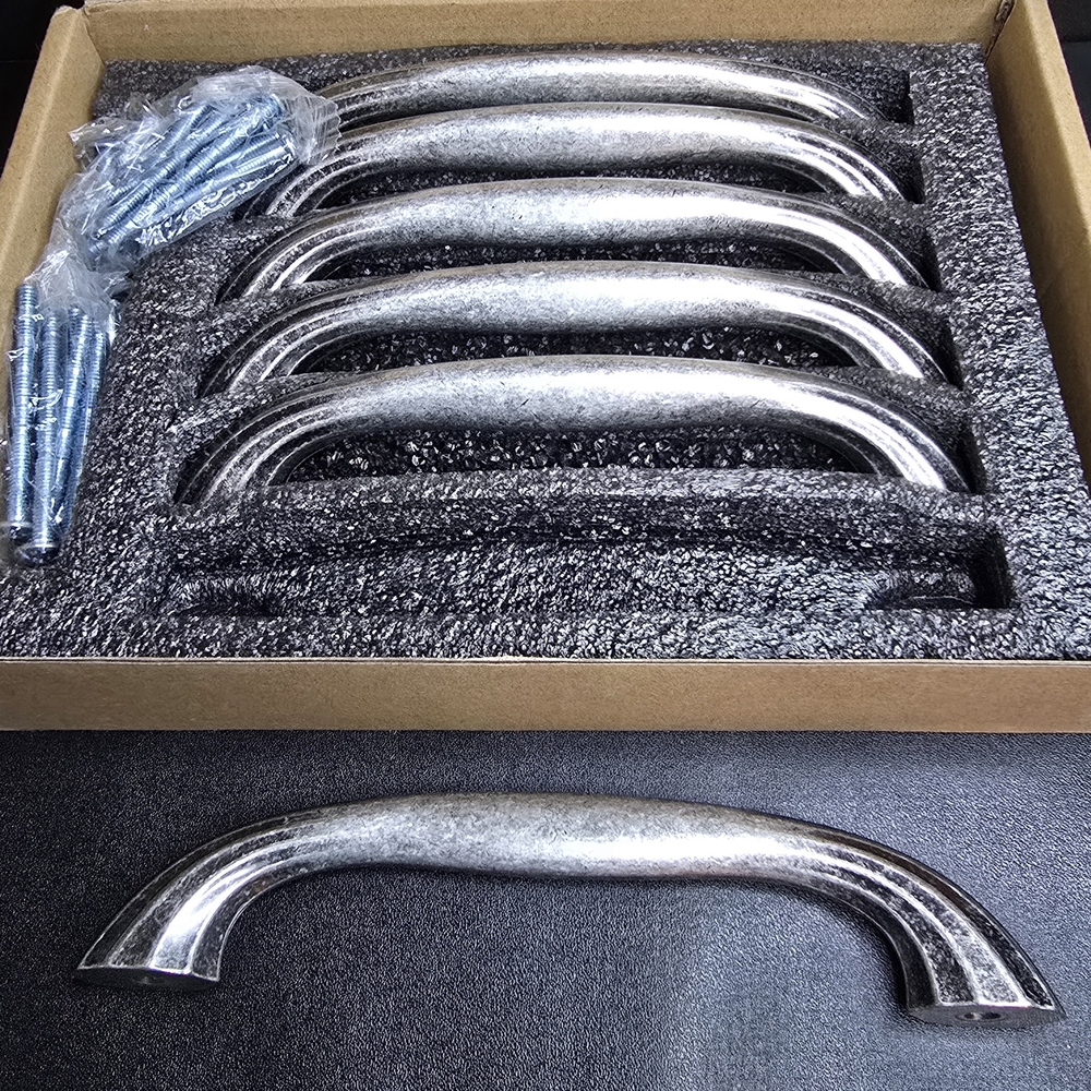 Goo-Ki Weathered Nickel Drawer 6" Handles w/Center Hole - 6 Pack